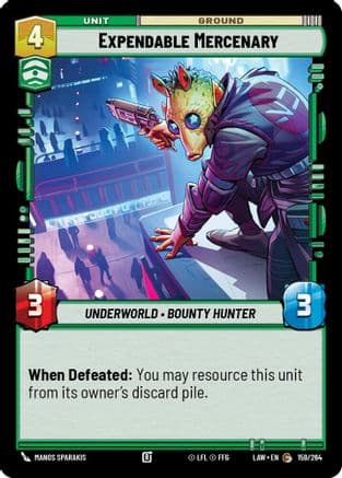 Expendable Mercenary — A Lawless Time Star Wars: Unlimited card by Manos Sparakis