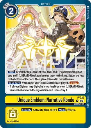 Unique Emblem: Narrative Ronde (Dawn of Liberator Box Topper) — Digimon Promotion Cards