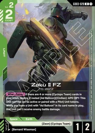 Zaku II FZ (GD03 Release Event) — Gundam Promotional Cards