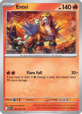 Entei — ME: Ascended Heroes Pokémon TCG card by Kazumasa Yasukuni
