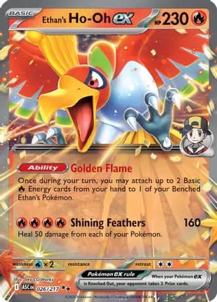 Ethan's Ho-Oh ex — ME: Ascended Heroes Pokémon TCG card by aky CG Works