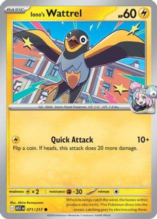 Iono's Wattrel - 071/217 — ME: Ascended Heroes Pokémon TCG card by Akira Komayama