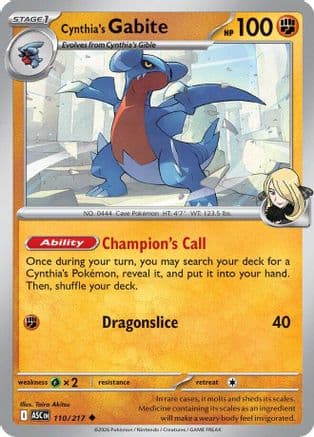 Cynthia's Gabite — ME: Ascended Heroes Pokémon TCG card by Taira Akitsu