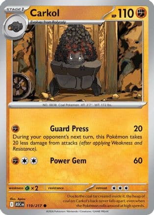 Carkol — ME: Ascended Heroes Pokémon TCG card by Apios