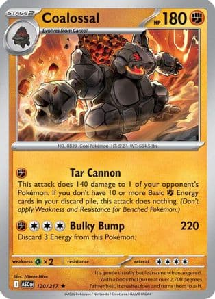 Coalossal — ME: Ascended Heroes Pokémon TCG card by Nisota Niso