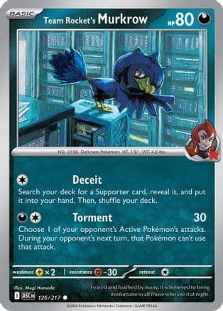 Team Rocket's Murkrow — ME: Ascended Heroes Pokémon TCG card by Mugi Hamada