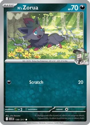 N's Zorua — ME: Ascended Heroes Pokémon TCG card by Jiro Sasumo