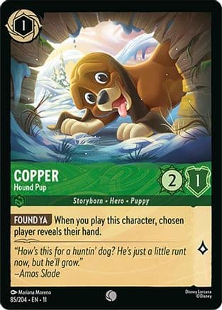 Copper - Hound Pup — Winterspell Disney Lorcana card by Mariana Moreno