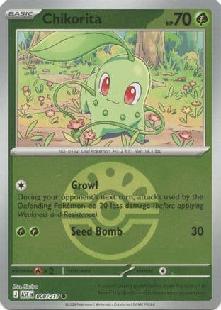 Chikorita (Friend Ball) — ME: Ascended Heroes Pokémon TCG card by Ken Sugimori