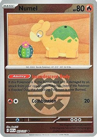 Numel - 027/217 (Quick Ball) — ME: Ascended Heroes Pokémon TCG card by Ken Sugimori