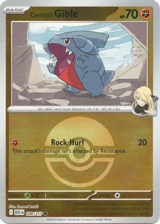 Cynthia's Gible (Poke Ball) — ME: Ascended Heroes Pokémon TCG card by Tomomi Ozaki