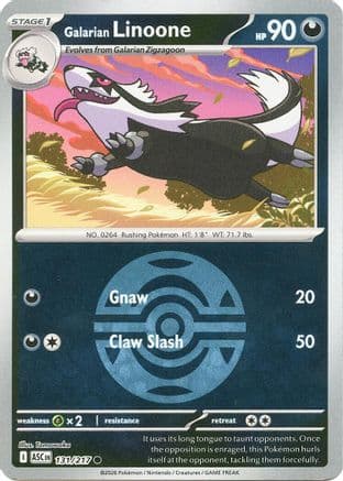 Galarian Linoone (Dusk Ball) — ME: Ascended Heroes Pokémon TCG card by Tomowaka