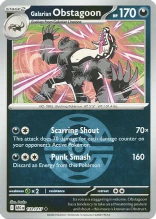Galarian Obstagoon - 132/217 (Dusk Ball) — ME: Ascended Heroes