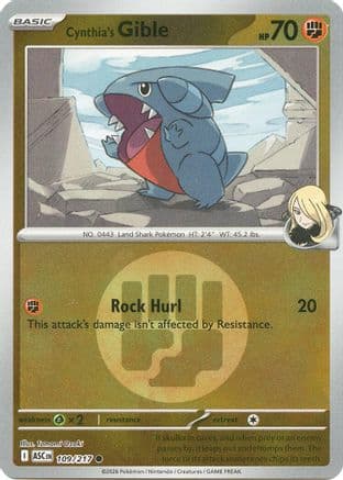 Cynthia's Gible (Energy Symbol Pattern) — ME: Ascended Heroes Pokémon TCG card by Tomomi Ozaki
