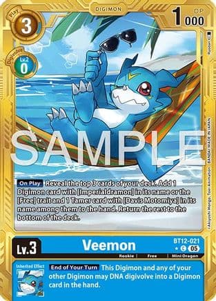 Veemon - BT12-021 (Gold Border) — Advanced Booster Digimon Generation