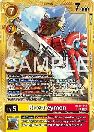 RizeGreymon - BT21-044 (Gold Border) — Advanced Booster Digimon Generation