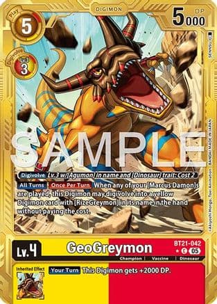 GeoGreymon - BT21-042 (Gold Border) — Advanced Booster Digimon Generation