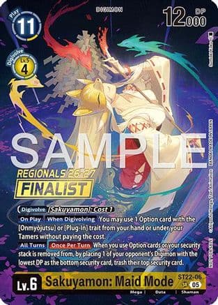 Sakuyamon: Maid Mode (Regionals 26-27 Season 1 Finalist) — Digimon Card Game card