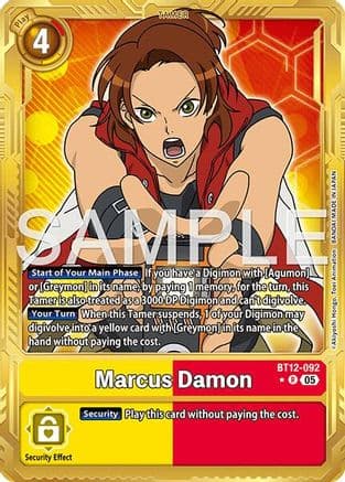 Marcus Damon - BT12-092 (Gold Border) — Advanced Booster Digimon Generation