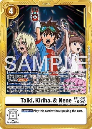 Taiki, Kiriha, & Nene (Gold Border) — Advanced Booster Digimon Generation