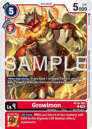 Growlmon - BT19-009 (Reprint) — Advanced Booster Digimon Generation