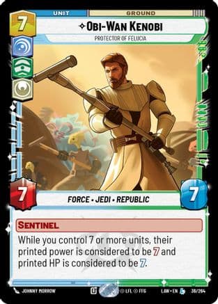 Obi-Wan Kenobi - Protector of Felucia — A Lawless Time Star Wars: Unlimited card by Johnny Morrow