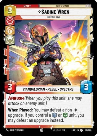 Sabine Wren - Spectre Five — A Lawless Time Star Wars: Unlimited card by Kyle Petchock