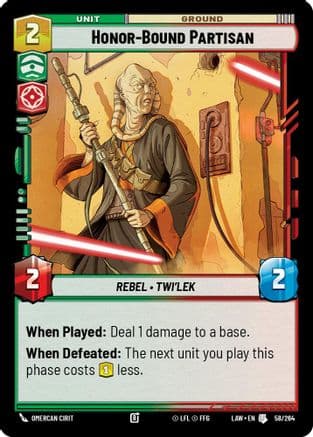 Honor-Bound Partisan — A Lawless Time Star Wars: Unlimited card by Omercan Cirit