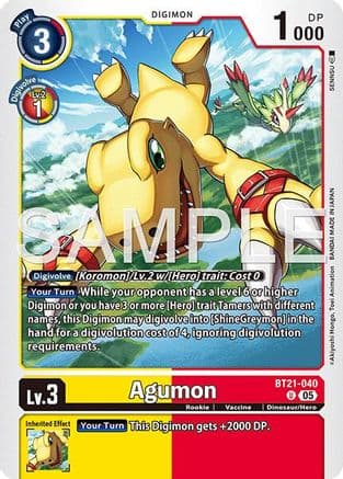 Agumon - BT21-040 (Reprint) — Advanced Booster Digimon Generation