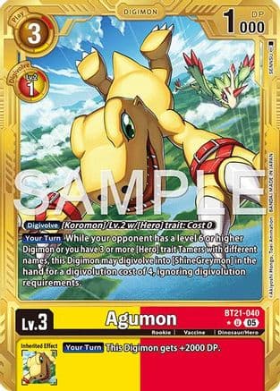 Agumon - BT21-040 (Gold Border) — Advanced Booster Digimon Generation