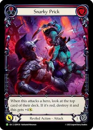 Snarky Prick — GEM Pack 4 Flesh and Blood card by Nathaniel Himawan