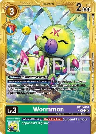 Wormmon - BT16-040 (Gold Border) — Advanced Booster Digimon Generation
