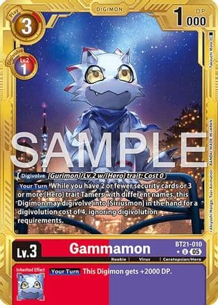 Gammamon - BT21-010 (Gold Border) — Advanced Booster Digimon Generation