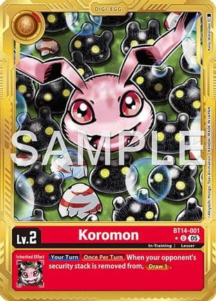 Koromon - BT14-001 (Gold Border) — Advanced Booster Digimon Generation