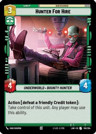Hunter for Hire — A Lawless Time Star Wars: Unlimited card by Ivan Shavrin