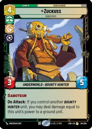 Zuckuss - Dangerous — A Lawless Time Star Wars: Unlimited card by Omercan Cirit