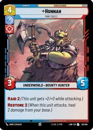 Honnah - Oink! Squee! — A Lawless Time Star Wars: Unlimited card by Marc Escachx