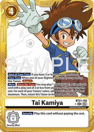 Tai Kamiya - BT21-102 (Gold Border) — Advanced Booster Digimon Generation