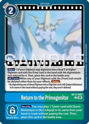 Return to the Primogenitor (Reprint) — Advanced Booster Digimon Generation