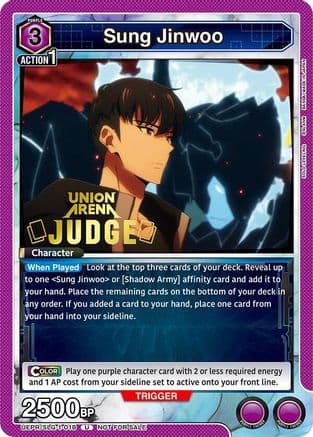 Sung Jinwoo (018) (Judge) — Union Arena Promotion Cards