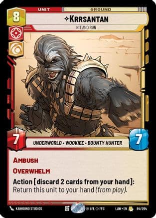 Krrsantan - Hit and Run — A Lawless Time Star Wars: Unlimited card by Kaihound Studios