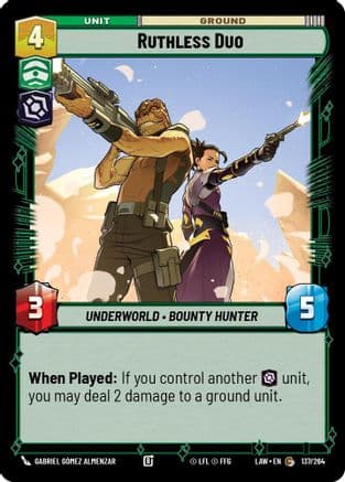 Ruthless Duo — A Lawless Time Star Wars: Unlimited card by Gabriel Gómez Almenzar