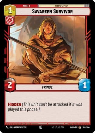 Savareen Survivor — A Lawless Time Star Wars: Unlimited card by Mali Vasanserekul
