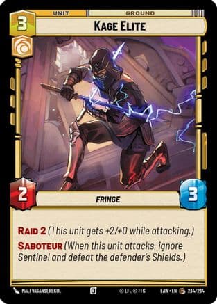 Kage Elite — A Lawless Time Star Wars: Unlimited card by Mali Vasanserekul