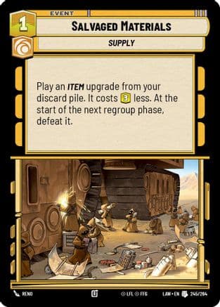 Salvaged Materials — A Lawless Time Star Wars: Unlimited card by Reno