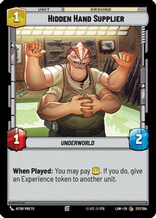 Hidden Hand Supplier — A Lawless Time Star Wars: Unlimited card by Aitor Prieto