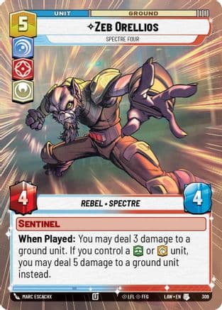 Zeb Orellios - Spectre Four (Hyperspace) — A Lawless Time Star Wars: Unlimited card by Marc Escachx