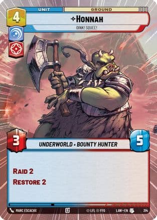 Honnah - Oink! Squee! (Hyperspace) — A Lawless Time Star Wars: Unlimited card by Marc Escachx