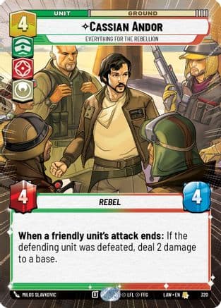 Cassian Andor - Everything for the Rebellion (Hyperspace) — A Lawless Time Star Wars: Unlimited card by Milos Slavkovic