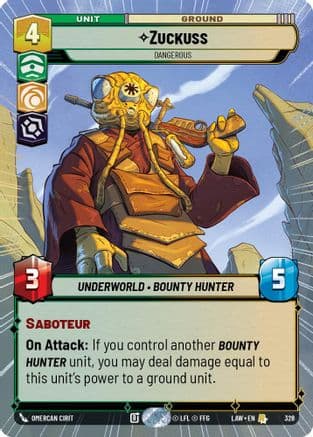 Zuckuss - Dangerous (Hyperspace) — A Lawless Time Star Wars: Unlimited card by Omercan Cirit